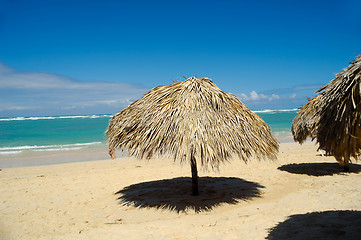 Image showing Parasol on beach