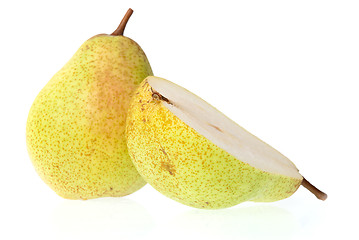 Image showing Whole and half pear