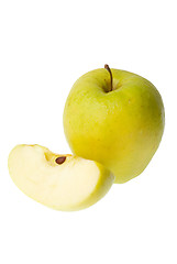 Image showing Whole and half apple