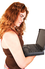 Image showing Schoolgirl with laptop.