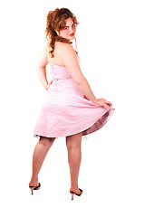 Image showing Pretty girl in pink dress.