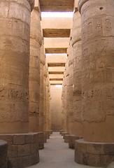 Image showing Massive columns of Karnak Temple, Luxor, Egypt