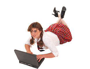 Image showing Schoolgirl with laptop.