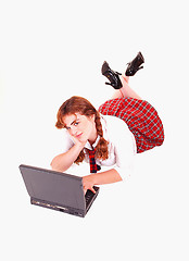 Image showing Schoolgirl with laptop.