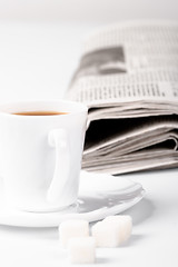 Image showing coffee, sugar and newspapers