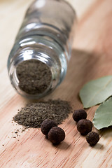 Image showing pepper and bay leaves