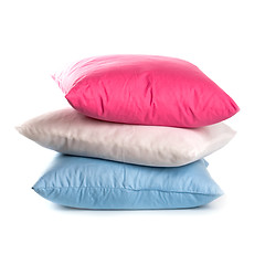 Image showing pink, white and blue pillows