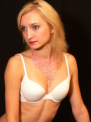 Image showing Lady in white bra.