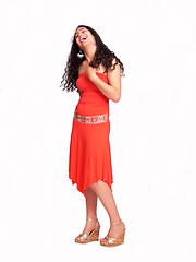 Image showing Young girl in red laughing