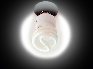 Image showing Glowing bulb in black circle