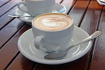 Image showing The cup of coffee in the restaurant