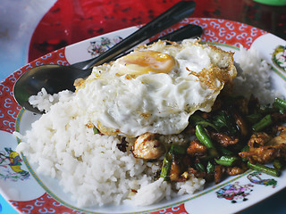 Image showing Thai food, chicken with sweet basil