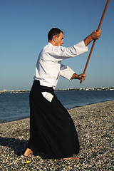 Image showing Man exercising aikido