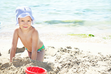 Image showing Smiling girl on beach