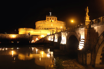 Image showing view of  Castel Sant' Angelo night in Rome, Italy 