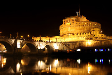 Image showing view of  Castel Sant' Angelo night in Rome, Italy 