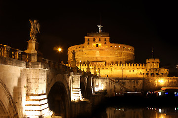 Image showing view of  Castel Sant' Angelo night in Rome, Italy 