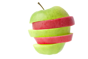 Image showing Red and green sliced apple