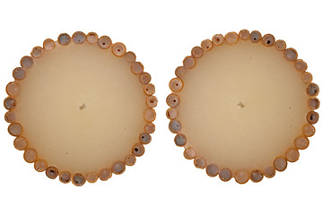 Image showing Two decorated wax candle isolated