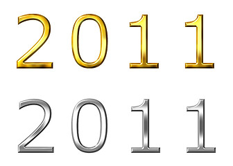 Image showing Year 2011 3D Golden and Silver