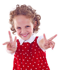 Image showing girl showing victory