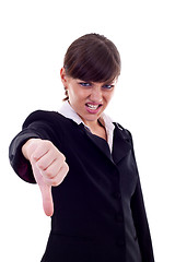 Image showing woman gesturing thumbs down