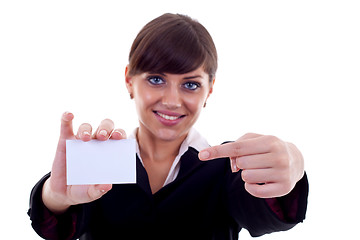 Image showing business woman with card