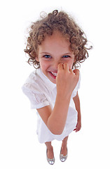 Image showing girl picking her nose