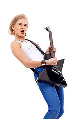 Image showing woman screaming while playing 