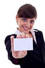 Image showing Business woman with card