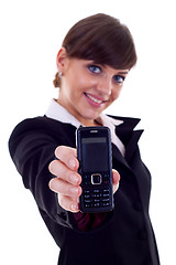 Image showing business woman holding phone