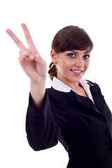 Image showing woman making the victory sign