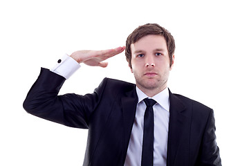 Image showing Business man gives salute