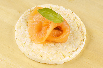 Image showing Rice cake with salmon