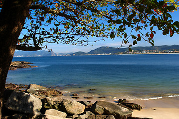 Image showing Beach view under a tree in Niteroi, Rio de Janeiro, Brazil