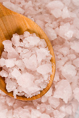 Image showing sea salt on a wooden spoon 