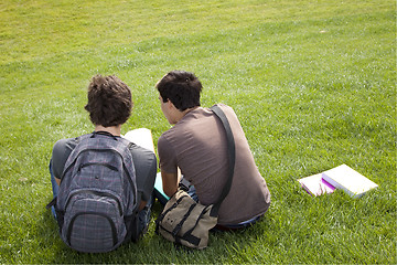 Image showing Studing in outdoor