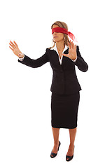 Image showing blindfold businesswoman