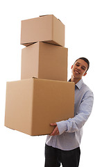 Image showing holding a stack of parcels