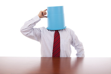 Image showing Bucket head businessman