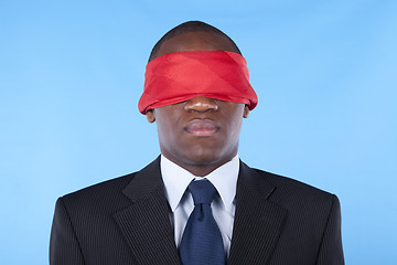 Image showing blindfold african businessman