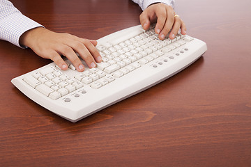 Image showing Hands writing in the keyboard