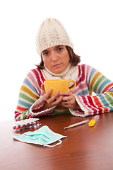 Image showing woman with flu symptoms