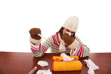 Image showing woman with flu symptoms