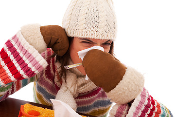 Image showing woman with flu symptoms