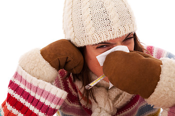 Image showing woman with flu symptoms