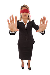 Image showing blindfold businesswoman