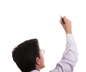 Image showing businessman writing at a whiteboard