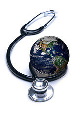 Image showing Stethoscope and the Earth