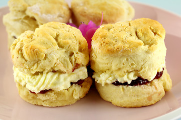 Image showing Scones With Jam And Cream